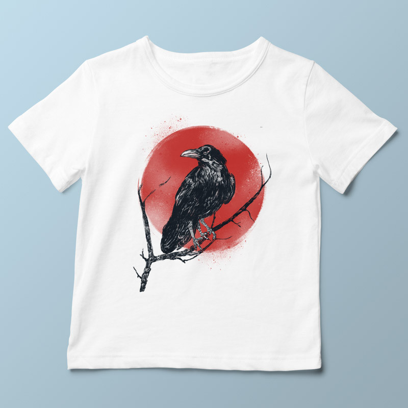 T-shirt enfant blanc Tree Raven par aStro678