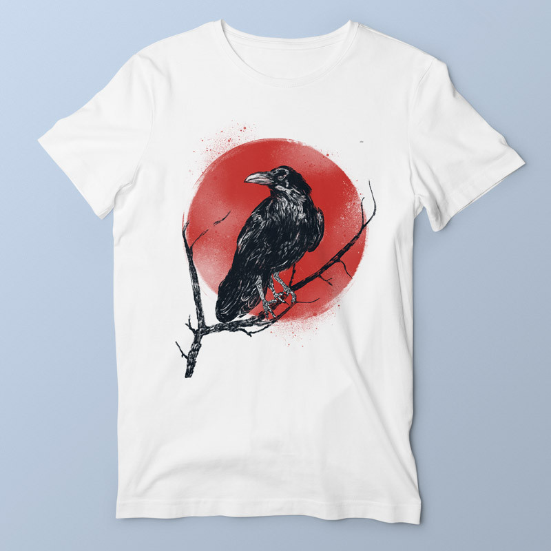 T-shirt homme blanc Tree Raven par aStro678