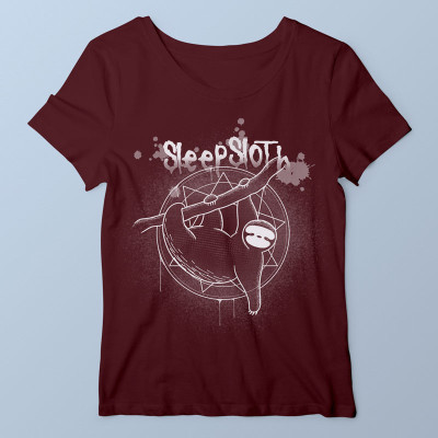 T-shirt femme bordeaux SleepSloth par aStro678