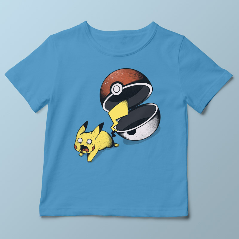 T-shirt enfant bleu clair Run Pika, Run par aStro678