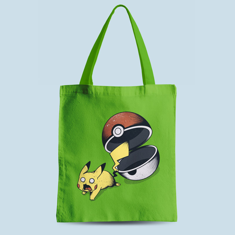 Tote bag vert Run Pika, Run par aStro678