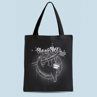 Tote bag noir SleepSloth par aStro678