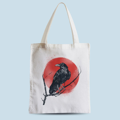 Tote bag blanc Tree Raven par aStro678