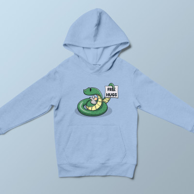 Sweat capuche enfant bleu ciel Free Hugs par aStro678