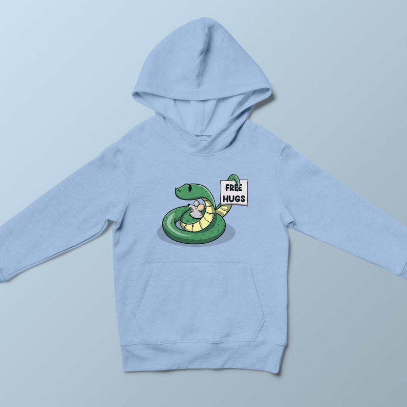 Sweat capuche enfant bleu ciel Free Hugs par aStro678