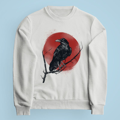 Sweatshirt gris clair Tree Raven par aStro678