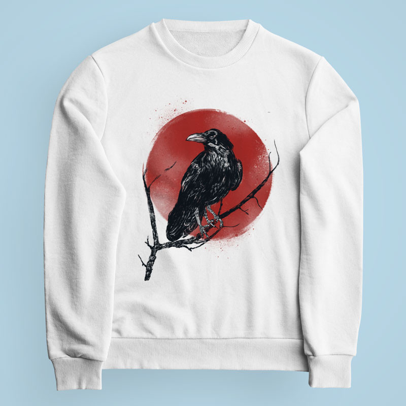 Sweatshirt blanc Tree Raven par aStro678