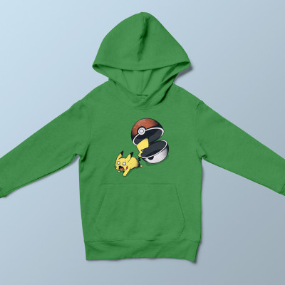 Sweat capuche enfant vert Run Pika, Run par aStro678