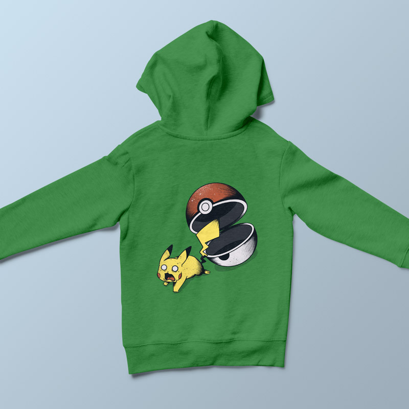 Sweat capuche enfant vert Run Pika, Run par aStro678