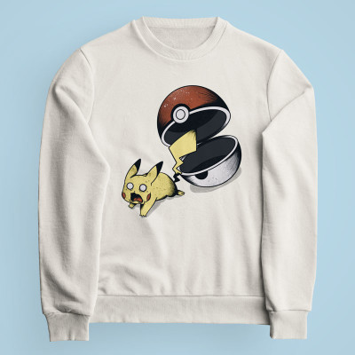 Sweatshirt blanc cassé Run Pika, Run par aStro678